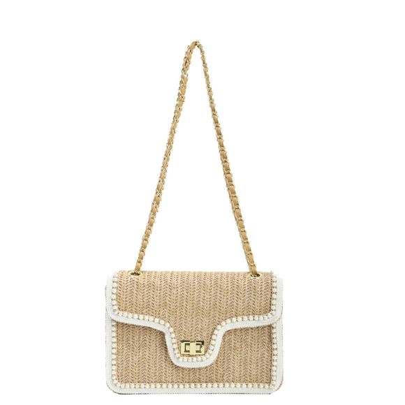 Straw Crossbody Bags Summer Straw Beach With Pearls Raffia Shoulder >:( - Picture 1 of 7